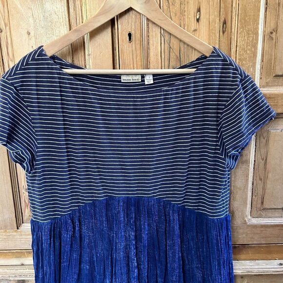 Holding Horses Small Blue White Striped Dress Short‎ Sleeve - Picture 2 of 9